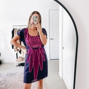 TIBI Purple Pink Silk Mini Dress